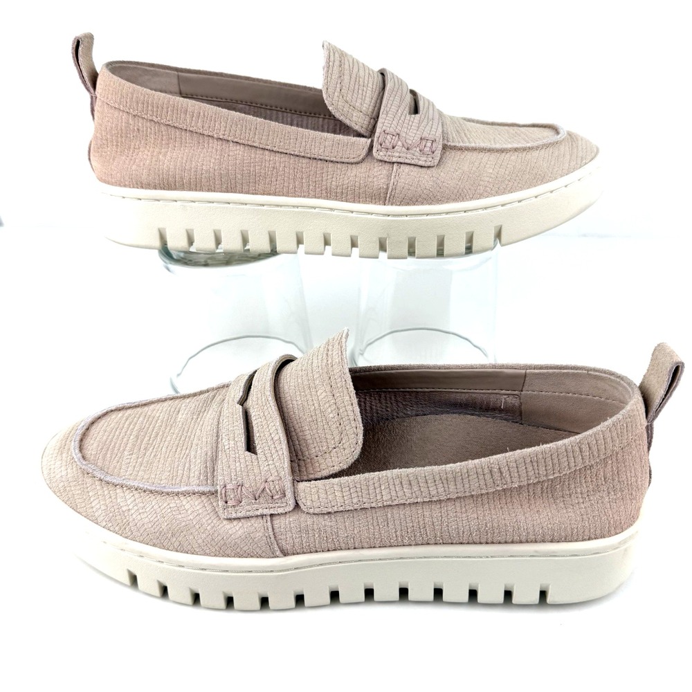 Vionic Uptown Platform Chunky Loafer Shoes Women US 8 Pink Suede Leather Slip On